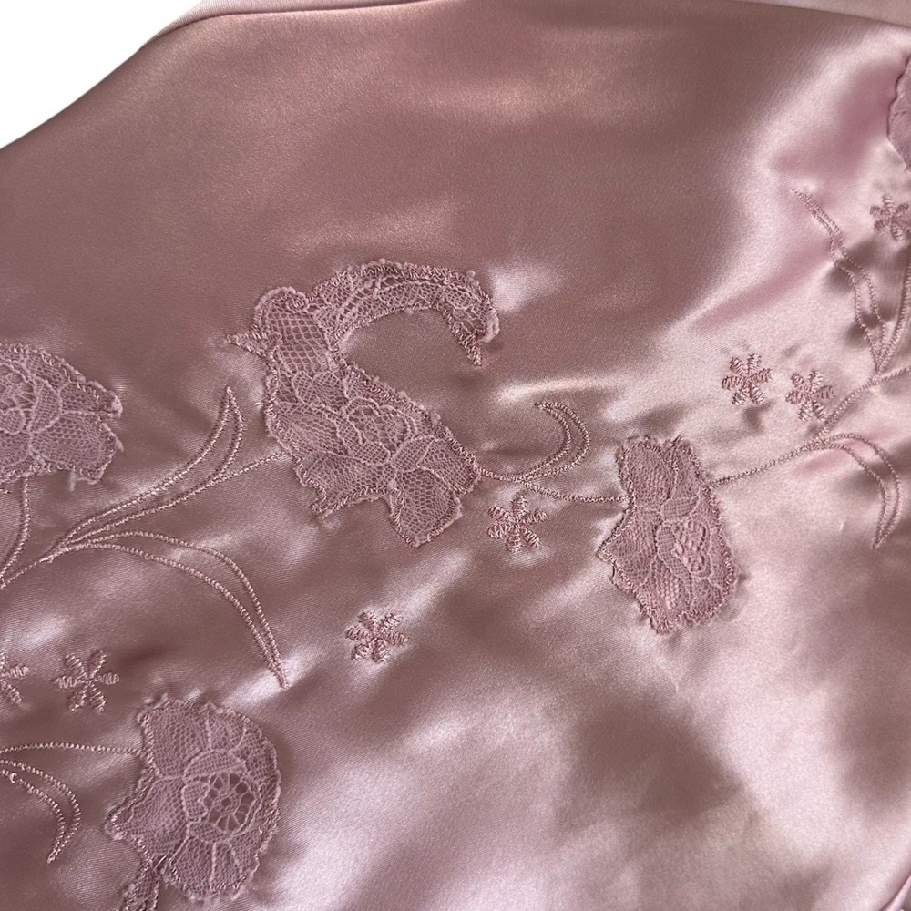 Jones New York Nightgown Womens Large Pink Satin Floral Embroidered Slip Dress - Picture 12 of 13